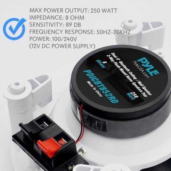 Dual 8’’ Bluetooth Ceiling / Wall Speakers, 2-Way Flush Mount Home Speaker Pair
