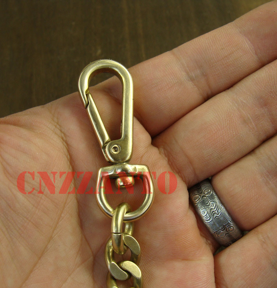 Heavy duty custom made Solid brass flattened curb Pants Fob Wallet Chain