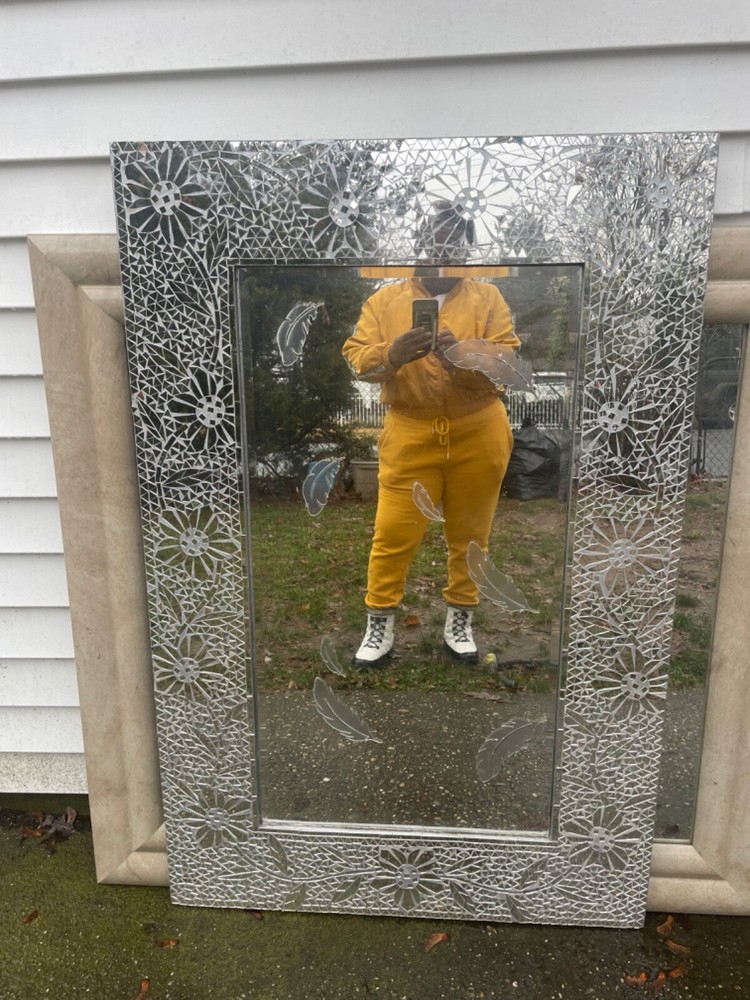 Handmade tall glass cut mirror