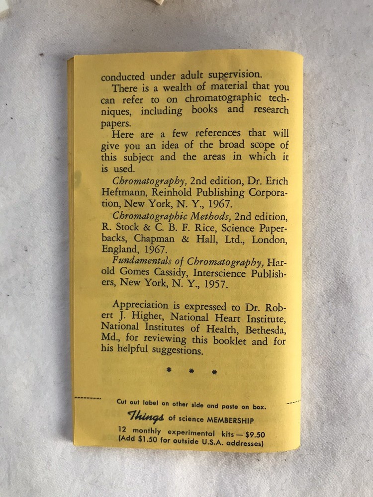 Vintage THINGS OF SCIENCE KIT - Chromatography Unit No 323