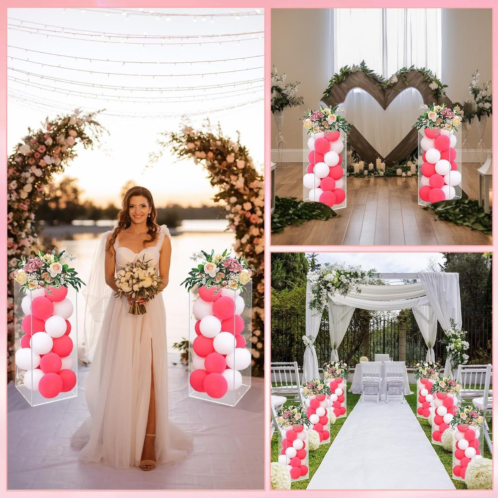 2Pack Large Premium Clear Rectangle Acrylic Deacor Display Pedestal Riser Stands