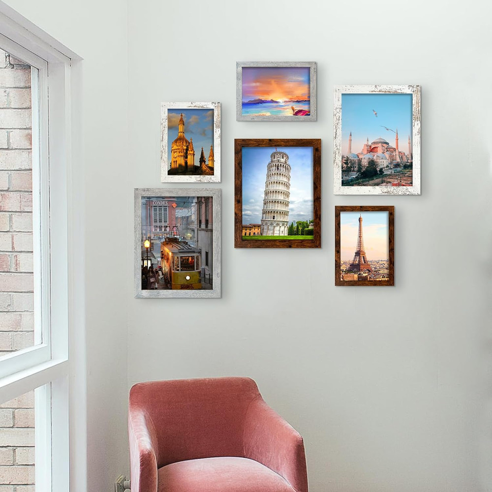 8X10 Picture Frame Dark Brown for Wall Mounting or Tabletop Display, 2 Pack