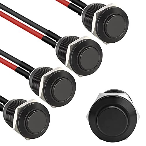 5pcs 12mm Momentary Push Button Switch Black Shell with pre 12mm Black Shell