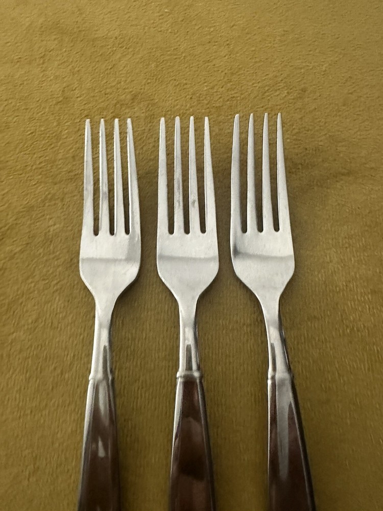 (3) Dinner Forks Wallace Silver WAS213 Stainless Flatware Minimalist