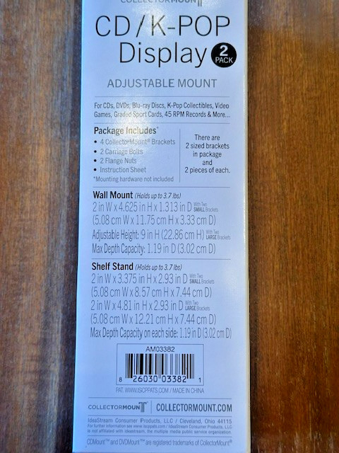 Collector Mount CD / K-POP Display 2 Pack Acrylic Adjustable Mount