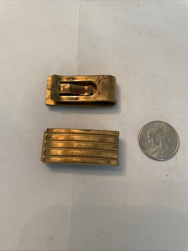 Vintage Solid Brass Ribbed Money Clip