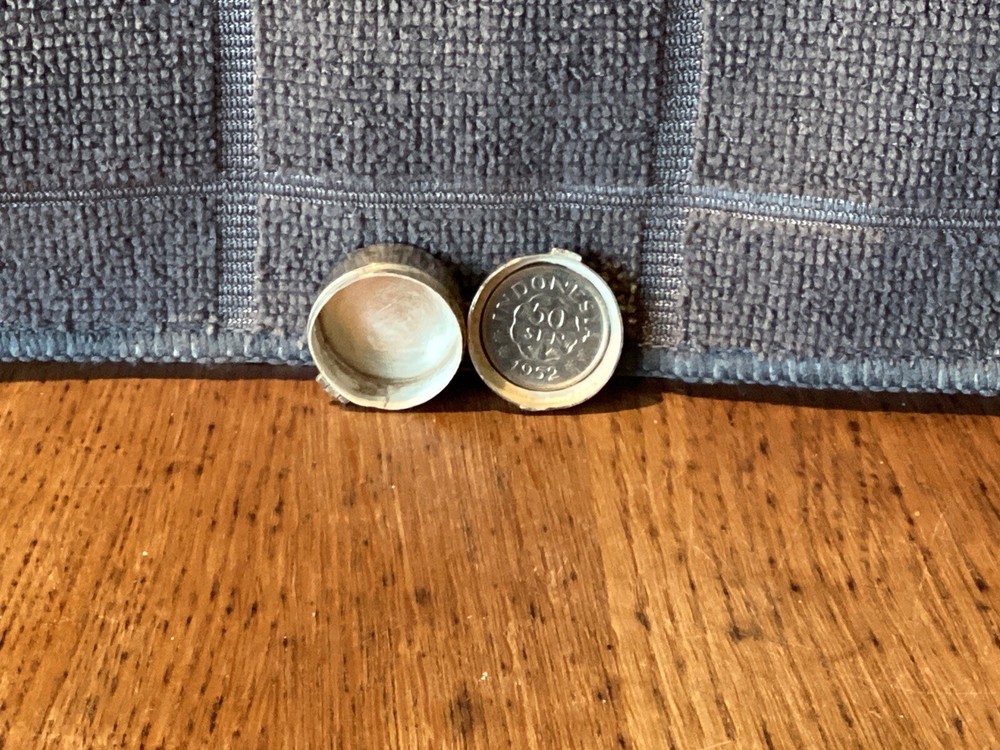 Silver Indonesian 1952 Coin Topped Pill Box