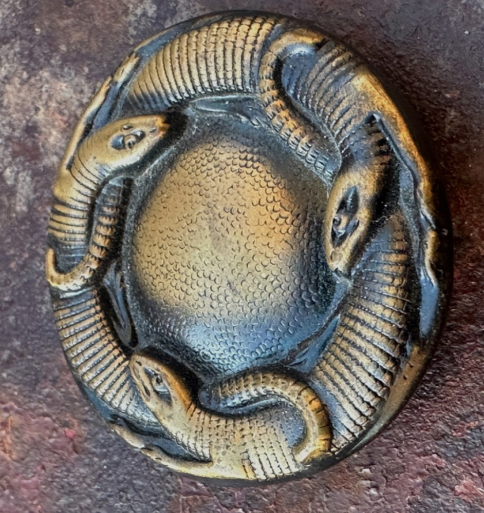 Antique Button Brass Toned Reptile Shank Button