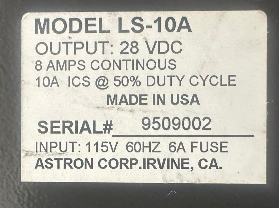 Astron LS-10A Linear Tabletop Power Supply