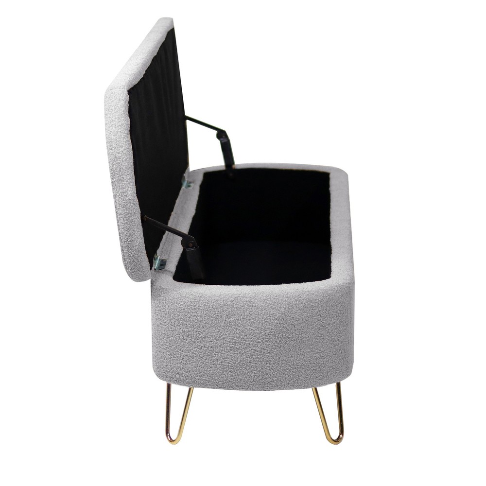 Storage Ottoman Bench Upholstered Padded with Storage Entryway