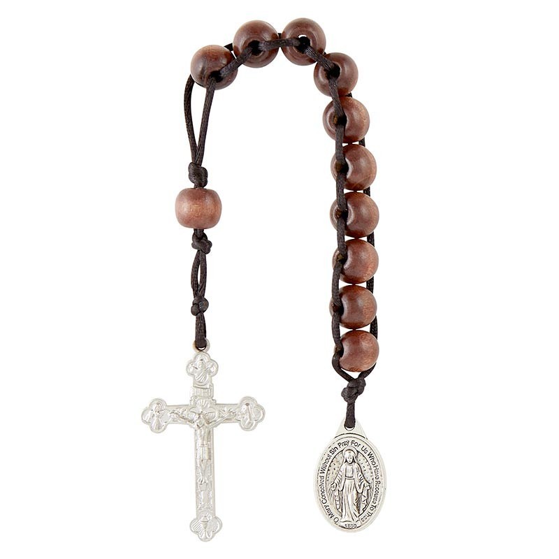 Lenten Sacrifice Good Deed Beads - Wooden Decade Rosary 9" L Pray Fast Give Lent