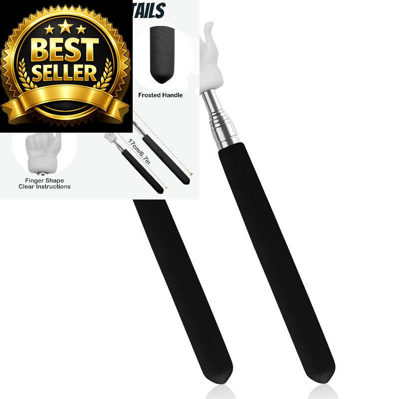 2Pcs Telescopic Teachers Pointer, Extendable Hand Pointer Finger Black