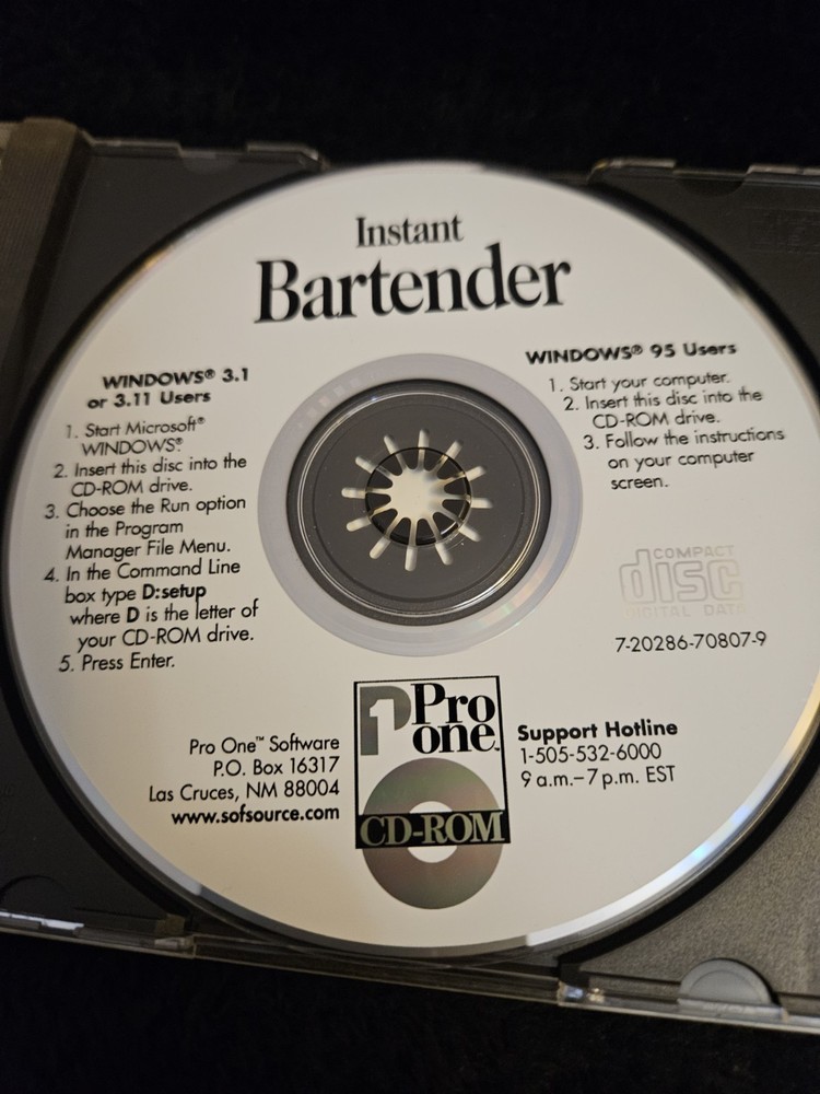 Instant Bartender CD-ROM Windows Multimedia Guide PC Tested No Scratches