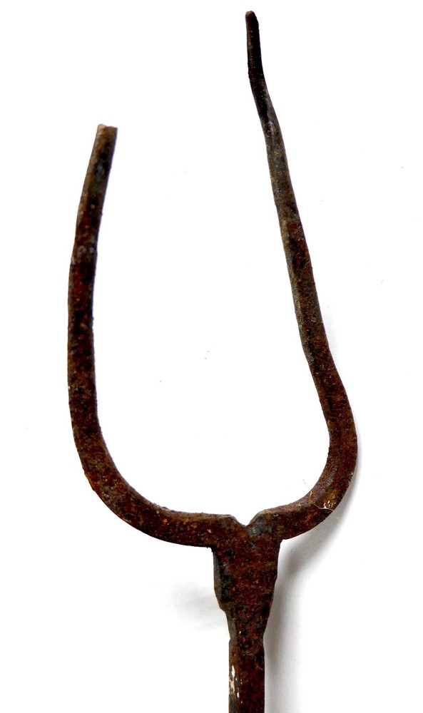 Wrought Iron Fire Pit Fork Tool 30" Hand Forged Primitive Rusty Rustic Relic