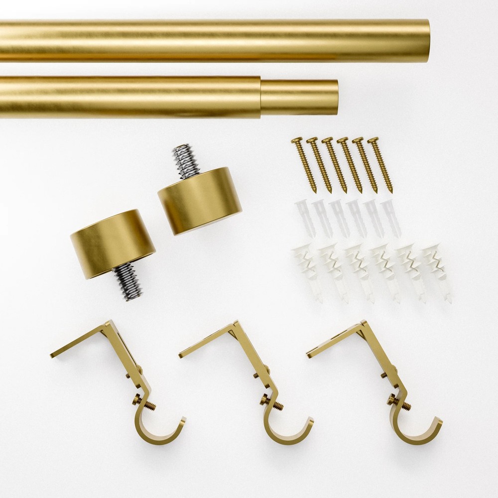 Better Homes & Gardens Plated Brass Cap Adjustable Single Curtain Rod Set