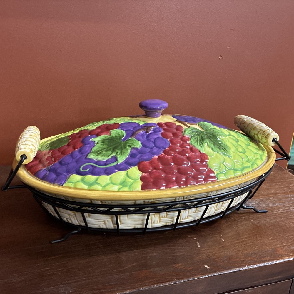 Temp-tations Presentable Ovenware By Tara Fruit Basket Pattern 4 Piece Set NWOB