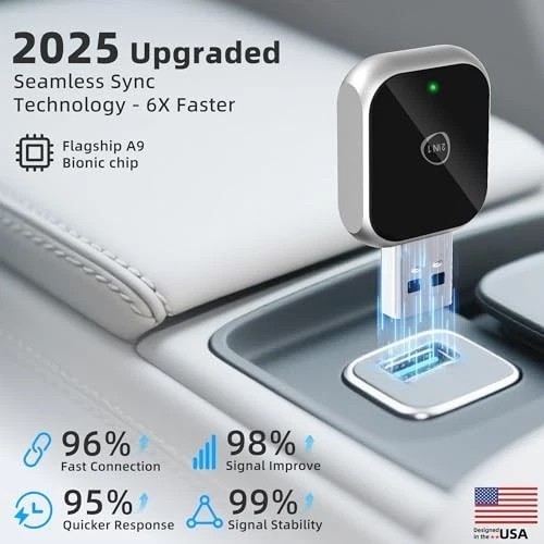 Android Auto Wireless Adapter Carplay - 2 in 1 Wireless Android Auto Car Silver