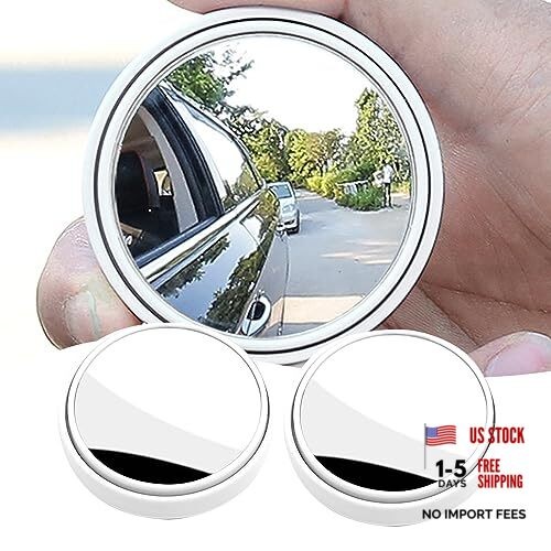 Car Reversing Auxiliary Blind Spot Mirror, 360° Rotating Push-type 2 PCS White
