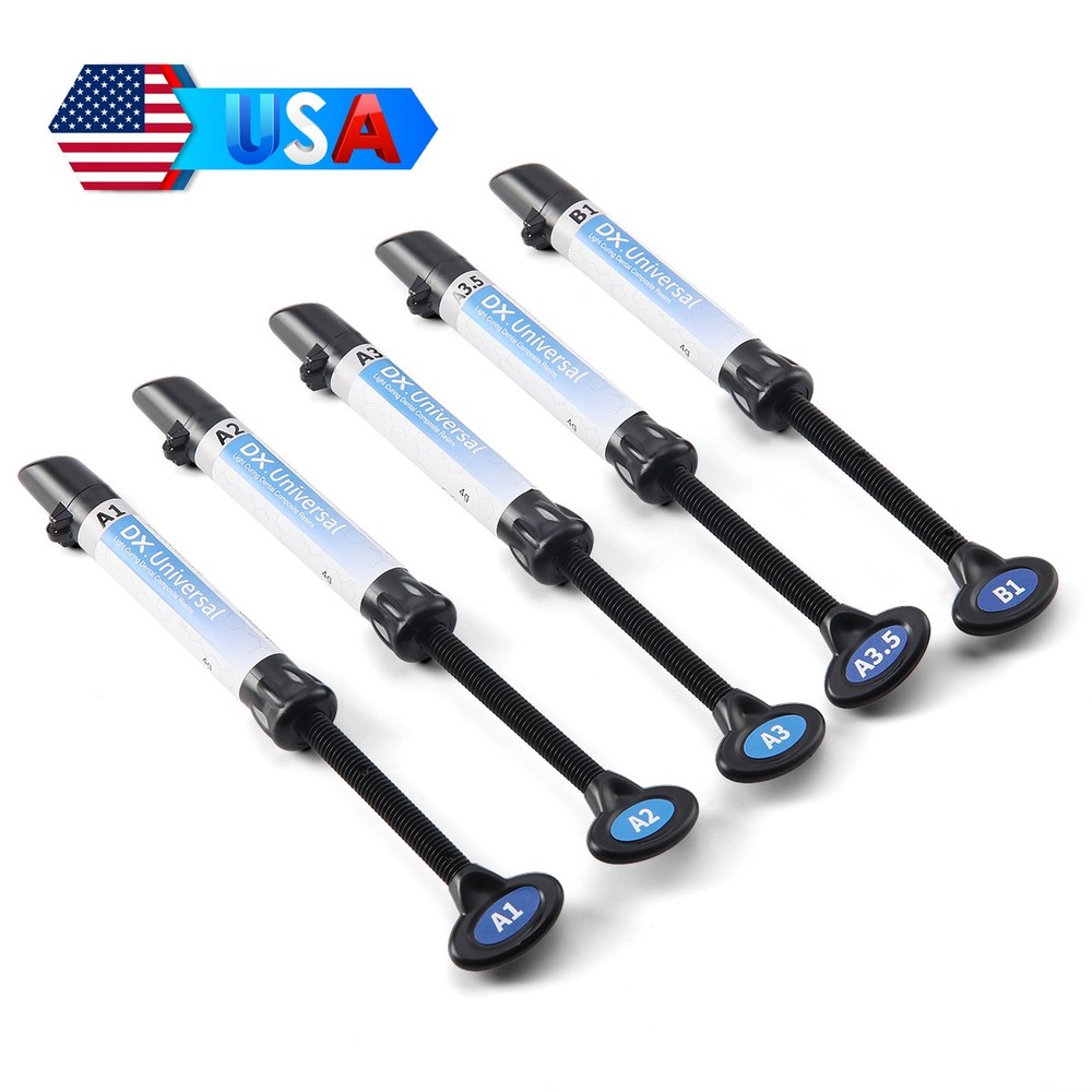 Dental Light Cure Composite Kit 5 Colors A1-A3.5 with Etchant & Bonding Agent