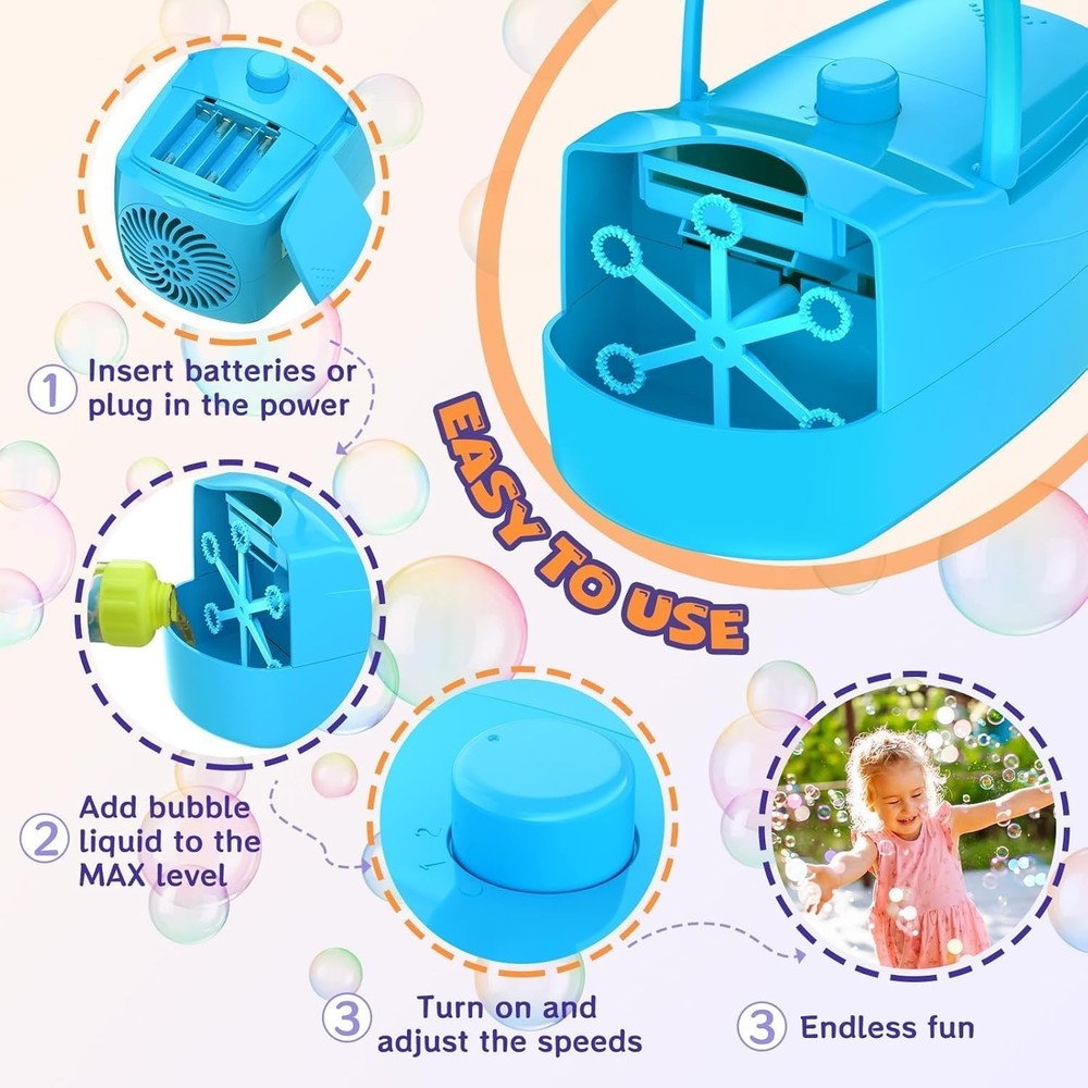 Bubble Machine, 18000+ Bubbles Per Minute Bubble Maker Blower for Kids Toddle...