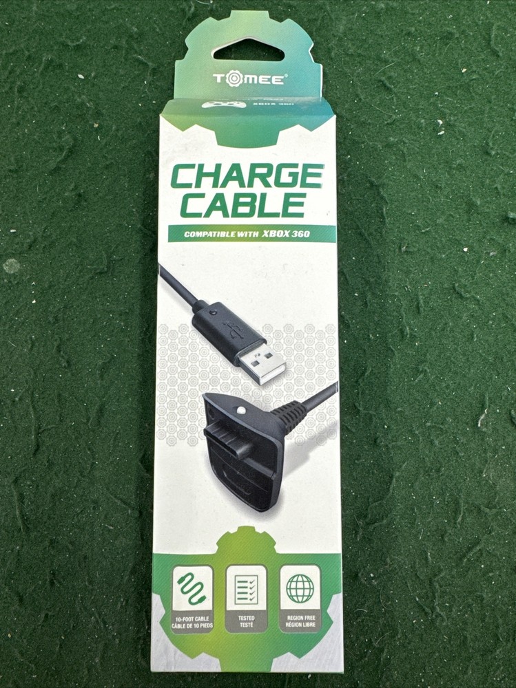 Xbox Black 360 Controller Charge Cable Tomee