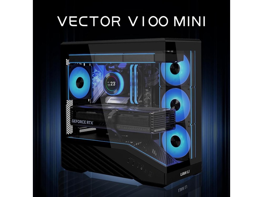 Lian Li VECTOR V100 MINI Micro Form Factor Compact PC Case, Panoramic Tempered G