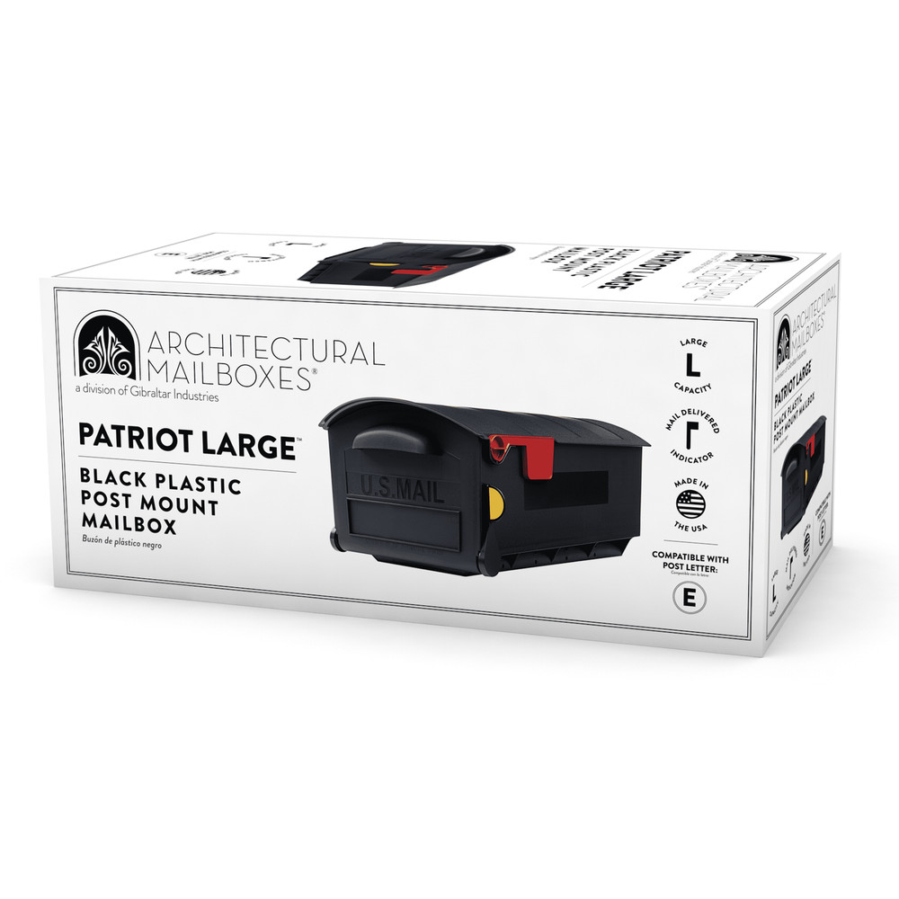 Architectural Mailboxes Patriot Plastic, Large, Post-Mount Mailbox in Black
