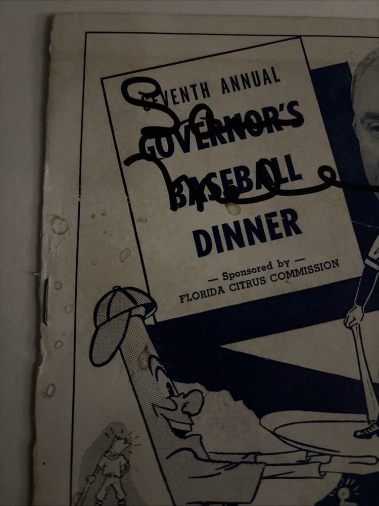7th An. Governor’s Baseball Dinner Program/signed by Boston Red Sox SAM MELE