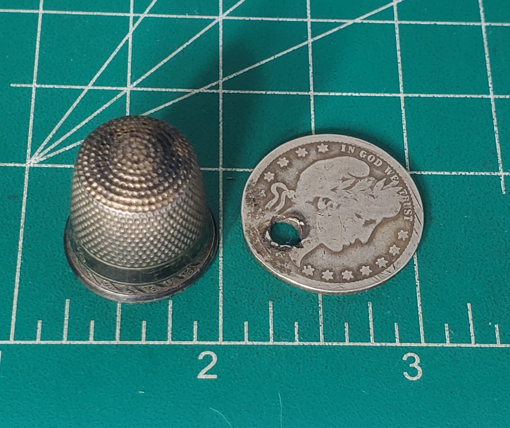 Antique Sterling Silver Thimble Sz L2
