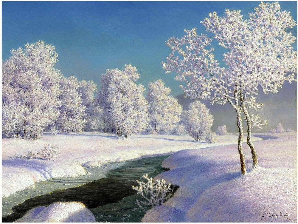 Landscape Winter Morning Forest River Tile Mural Kitchen Wall Backsplash Ceramic