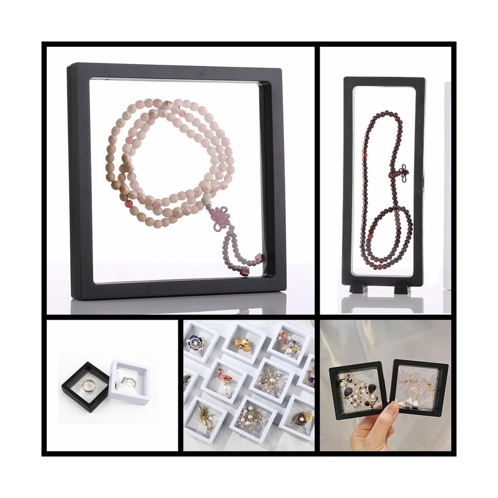 4 Pcs 3D Floating Display Case Frame Display Holder Stands Transpar... Fast Ship