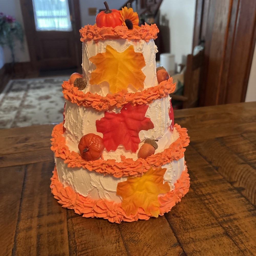 Fake 3 Tier White Fall Cake