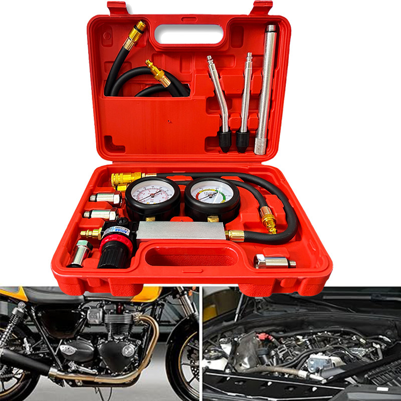 Cylinder Leak Down Tester Petrol Engine Compression Leakage Detector Tool Kit
