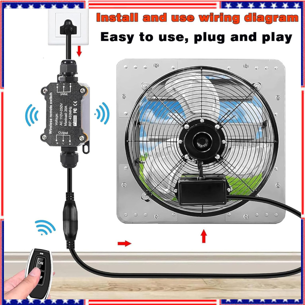 AC110V Waterproof Remote Control Power Switch with 164ft Long Range,AC110V/12...