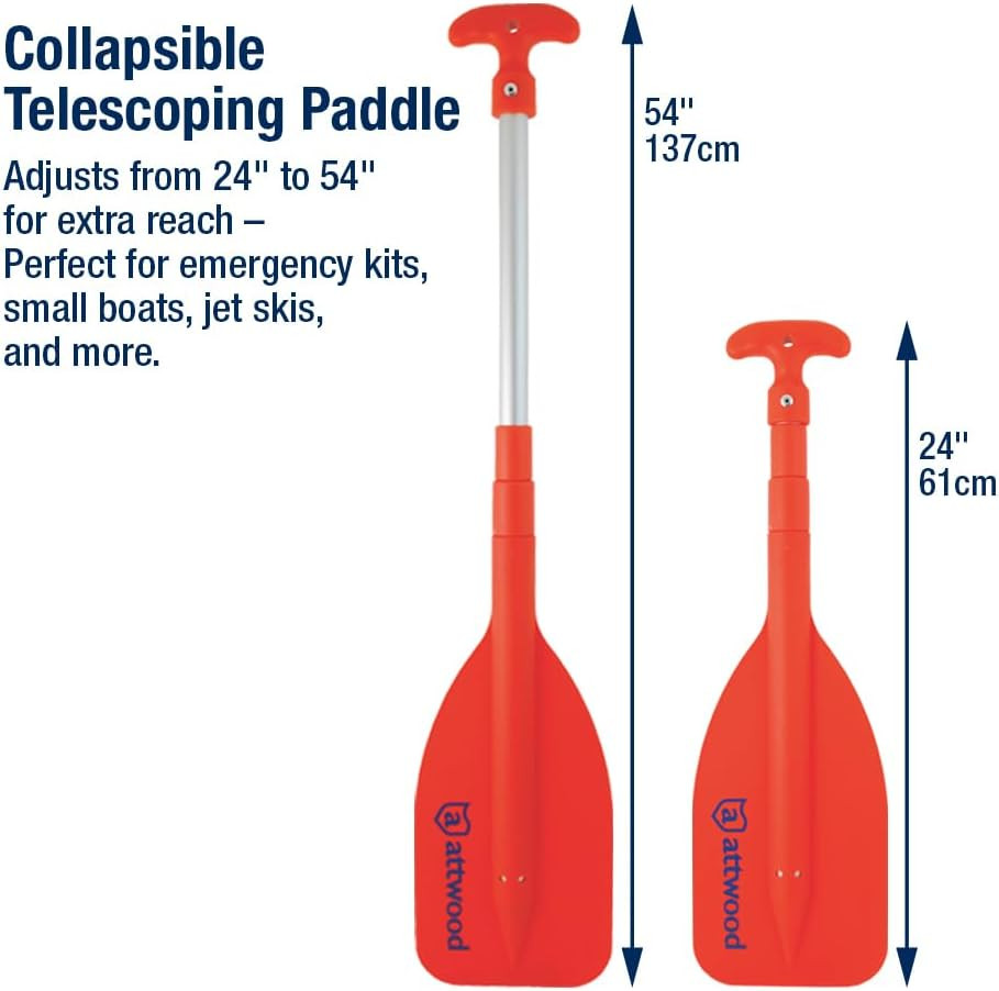 Emergency Telescoping Paddle for Boating, Orange