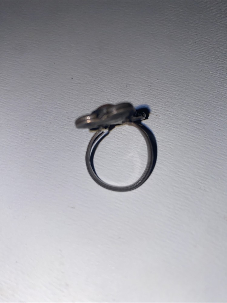 Vintage Silver Ring Size 5.25 Orange Stone