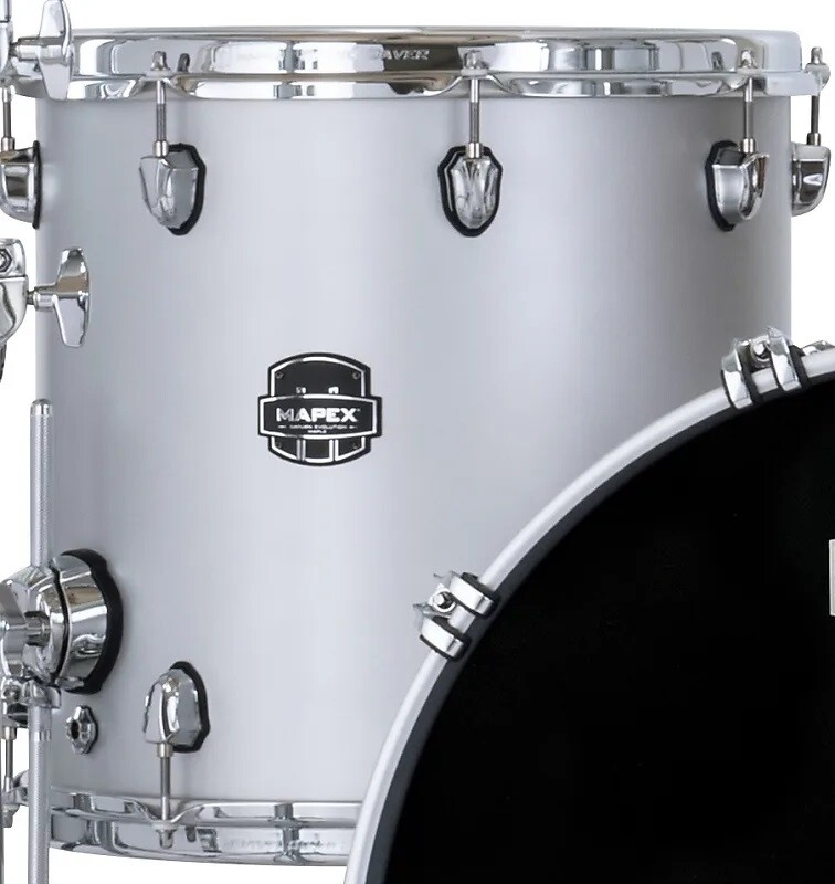 Mapex Saturn Evolution 14x12" Iridium Silver Lacquer Floor Tom Drum Birch-Walnut