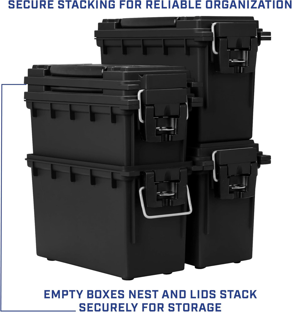 12629 Ammo Storage Box, Stackable .30 Cal Field Boxes, Water and Dust Resistant,