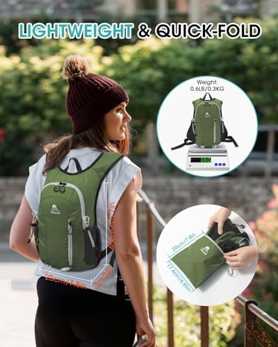 Small Hiking Backpack with Front Phone Holder, Packable Back pack Olivegreen-