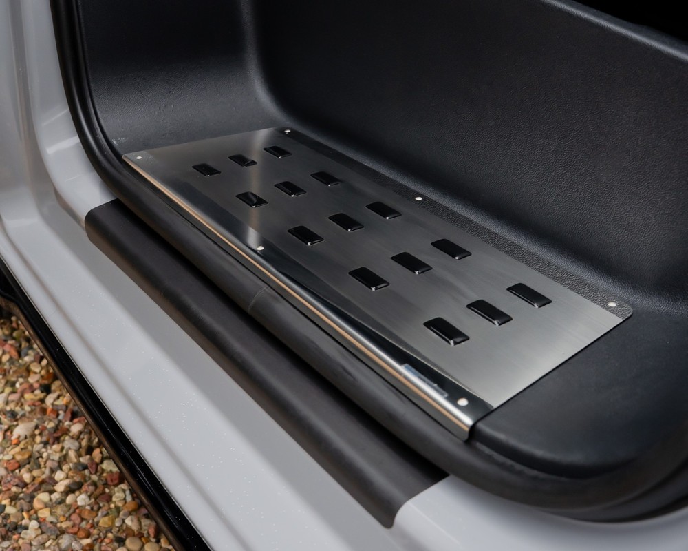 Front Interior Step Covers for Ford Transit Custom 2023 - Black | Silver