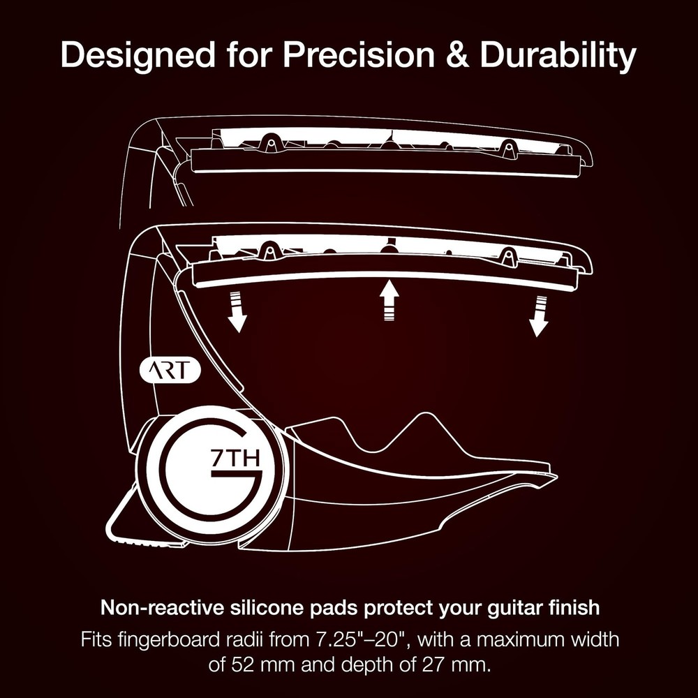 Performance 3 Guitar Capo - Steel String Silver - 52mm - Adaptive Radius Tech...