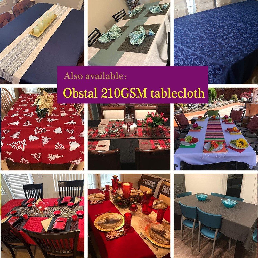 Obstal 210GSM Rectangle Table Cloth, Water Resistance Microfiber Tablecloth, ...
