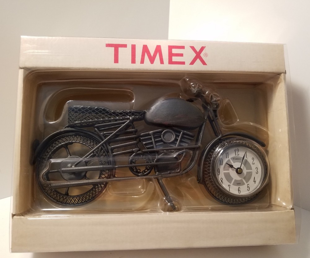 Timex Table Clock Wrought Iron Motorcycle New In Package