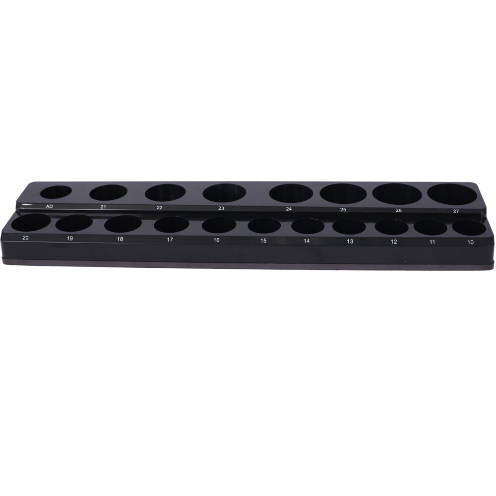 3-Piece Metric Magnetic Socket Organizers, Black Toolbox Socket Holders