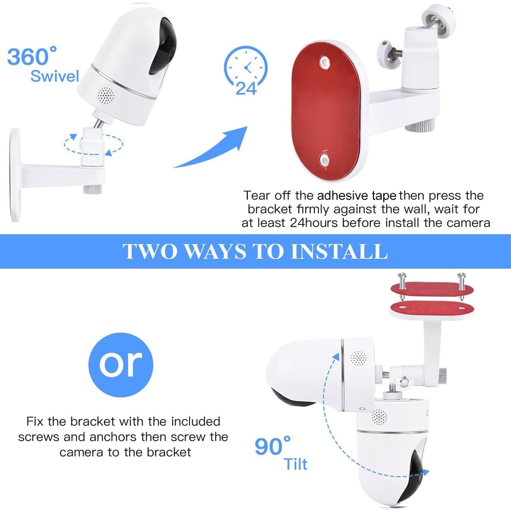 2Pack Adjustable Wall Mount for Eufy Security Indoor eufy E220 mount, White