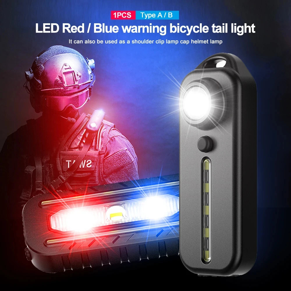 USB Recharge LED Flashlight Work Light Keychain Flashlight for Police Shoulder C