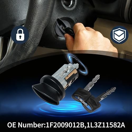 Ignition Switch Lock Cylinder with Key 1F2009012B 1L3Z11582A Replace for Ford