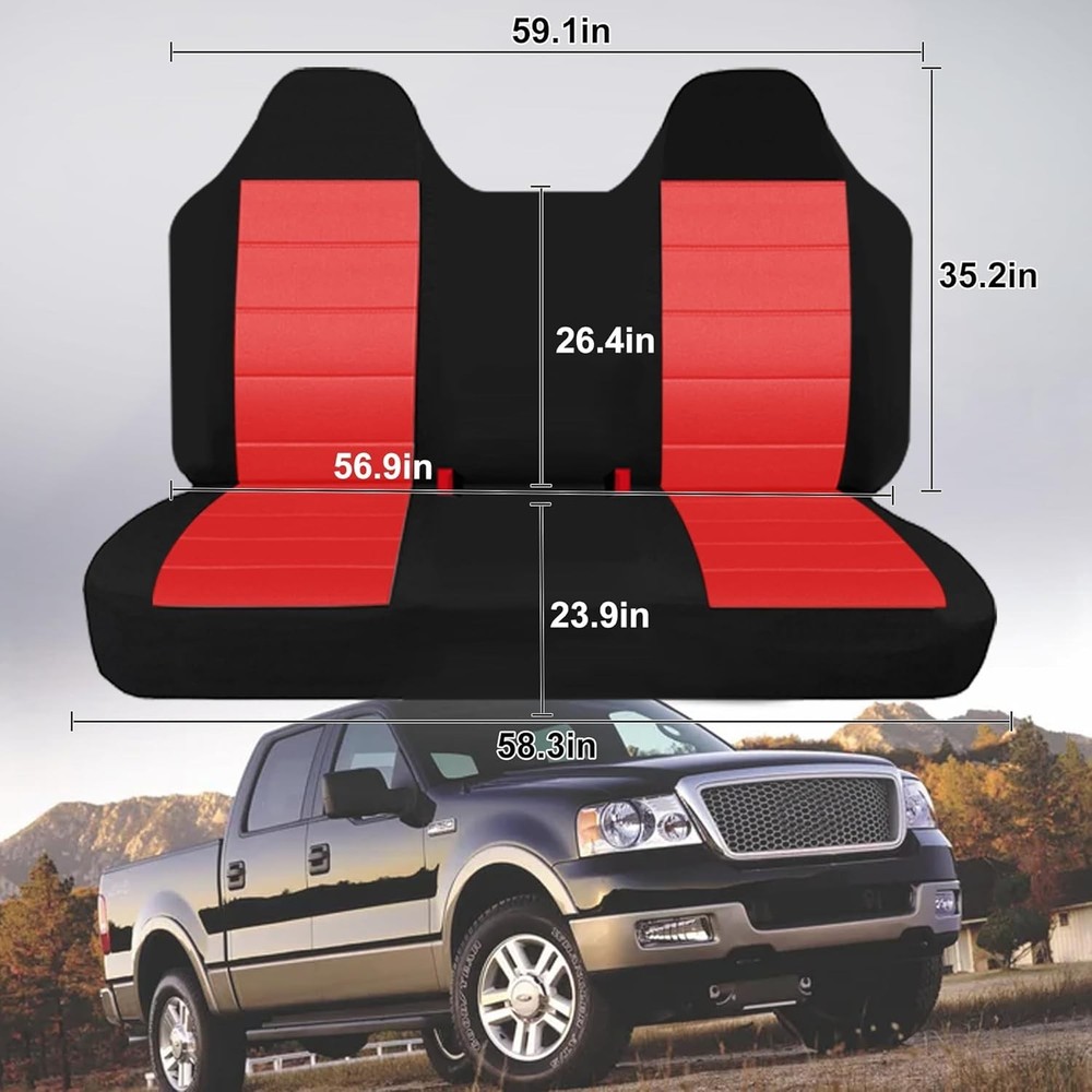 Thickened Oxford Cloth Front Solid Bench Seat Covers with Molded Headrests fit f