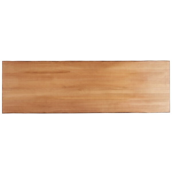 30" x 96" Rectangular Solid Wood Live Edge Restaurant Table Top in Natural Wood