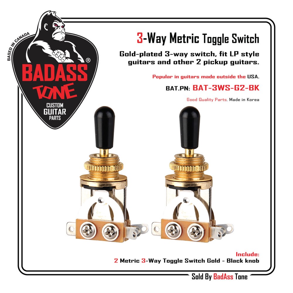 3 Way Toggle Switch - Gold / Black Tip - Les Paul Epiphone (2)